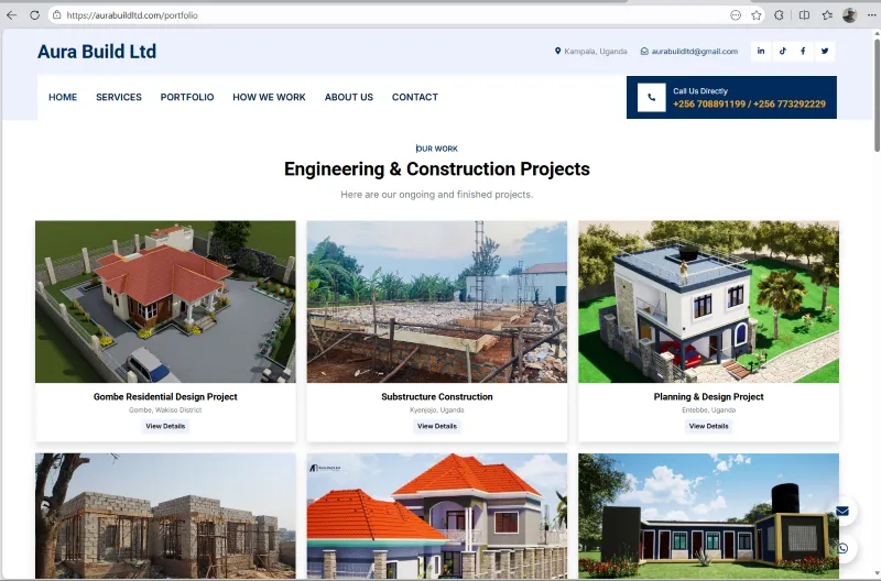 Aura Build website design preview by LeAds Ug